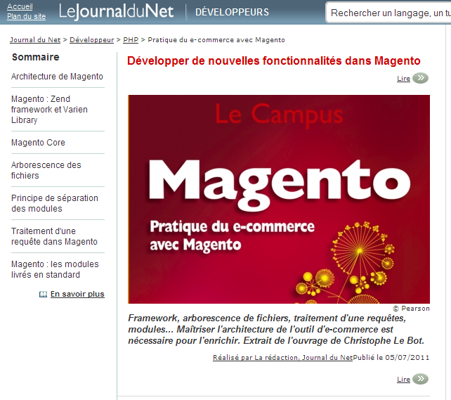 Livre Magento sur le Journal du Net