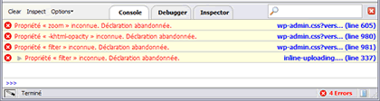 FireBug - Affichage des erreurs