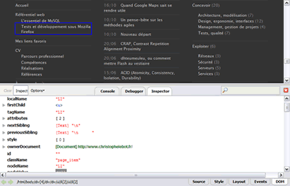 FireBug - Inspection du DOM