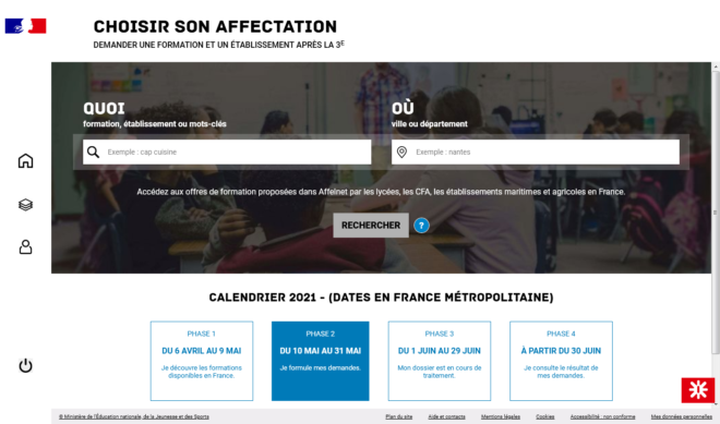 Site web dédié aux choix d'affectation post 3e.