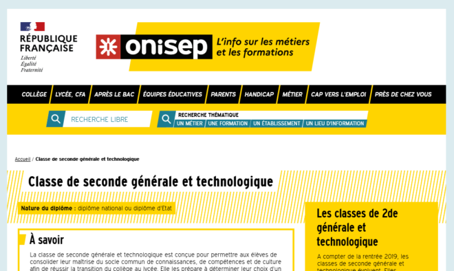 Site web de l'Onisep